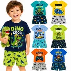 Kit 2 ou 10 Peças de Roupa Infantil Menino Masculino Verão Conjunto Infantil Bebê Menino Verão Dia Dia Moda Praia Verão