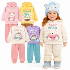 Kit 2 ou 4 Peças De Roupa Infantil Menina Conjuntos De Moletom Peluciado Para Bebês Feminino Inverno Quentinho de Frio