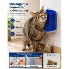 Escova Tira Pêlos Coçador Catnip Erva Para Gato Pet Parede Tira Pelos Massageadora