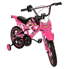 Bicicleta Rosa Infantil Moto Cross Aro 16 Som De Moto Freios V-Brake Unitoys