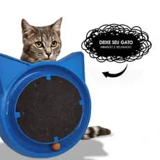 Arranhador Redondo para Gatos com Bolinha Interativa Antistress  Azul