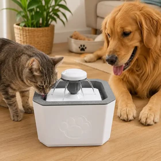 Fonte Bebedouro 3 modos Para Pets 20cm Gatos e Cachorros 3 Modos Água Corrente Recarregável Silencioso