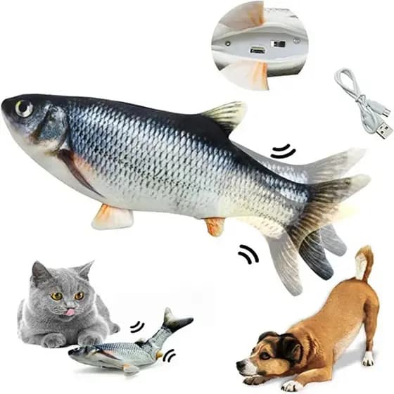 Peixe Elétrico Que Se Mexe Brinquedo Para Gatos E Cachorro Recarregável USB Realista