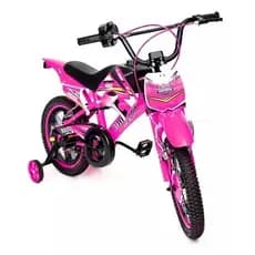Bicicleta Infantil Moto Cross Aro 16 Rosa - Unitoys imita barulho moto