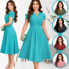 Vestido Moda Evangélica Mídi Elegante Tecido Leve Saia Bem Rodada Sofisticado Festas Eventos Cultos Casual