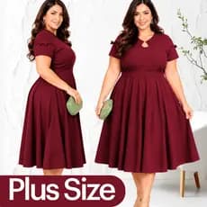 Vestido Mídi Godê Plus Size Feminino Rodado Evangélico Elegante Confortavel Veste 44 ao 46 Casual