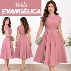 Vestido Midi Godê Feminino Casual Tecido Leve Premium Rodado Elegante Acinturado Festas Eventos Igrejas Modesto Man