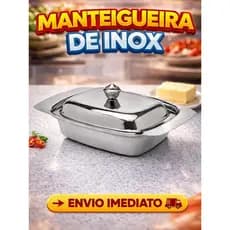 Manteigueira Inox Com Tampa Acabamento polido (não fosco)Conserva Geladeira Promoção
