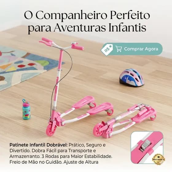🛴 Patinete Infantil 3 Rodas Com Led Dobrável/Radical/siliconado/ajustável/Oferta