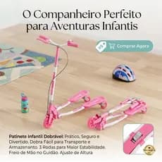 🛴 Patinete Infantil 3 Rodas Com Led Dobrável/Radical/siliconado/ajustável/Oferta