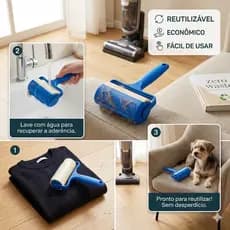 Rolo Adesivo Lavável Tira Pelos E Fiapos Silicone Reutilizável/Roupa Sofá Pet Acabe Com Os Pelos Já!