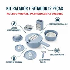 Ralador Fatiador Vegetais 12 Peças Multifuncional Cozinha Prática achadinhos shopee Promoção