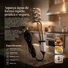 Ebulidor Eletrico Rabo Quente Ferve Agua Rapido 500w 127v/220v Mergulhao Aquecedor/Portatil Viagem