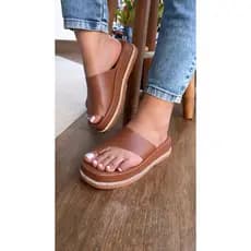 Sandalia Feminina Flatform de dedo Plataforma Brilho Strass Lateral Tendencia