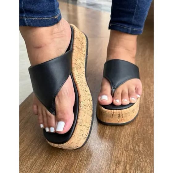 Sandalia Feminina Flat Asa Delta Confort Tamanco De Dedo Estilosa