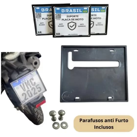 Suporte de Placa de Moto Motocicleta Anti Furto | Anti Dobra Quebra | Resistente