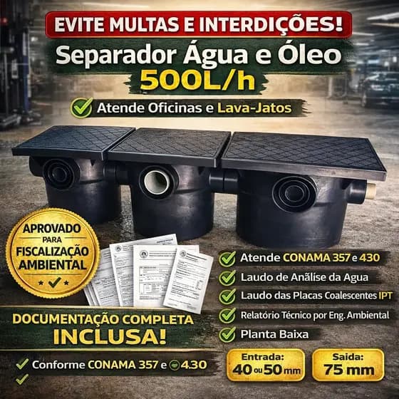 Caixa Separadora De Água E Óleo Sistema de Decantação Oficina mecânicas Lava Rápido