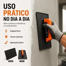 Desempenadeira Plástica para Reboco Massa Corrida Argamassa PVC 21x38 cm Corrugada Preta