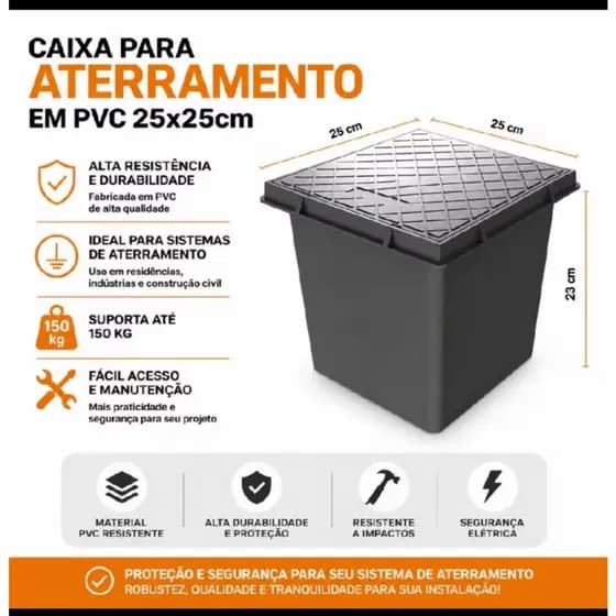 Caixa para Aterramento PVC 25x25cm