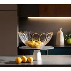 Fruteira de Vidro Centro de Mesa Diamante