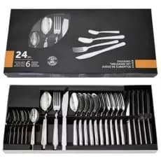 Jogo De Cozinha 24 Talheres Inox Faqueiro Colher Garfo Euro