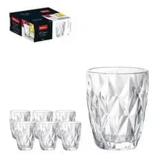 Jogo 6 Copos De Vidro Diamond 330ml Design Sofisticado Buffet Festa Decorativo Resistente