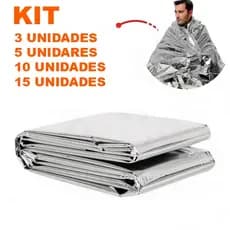 Cobertor Manta Térmica Aluminizado Para Resgate, Emergência e Camping - KIT com 3X, 5X, 10X, 15X