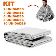 Cobertor Manta Térmica Aluminizado Para Resgate Emergência e Camping - KIT  2UN, 4UN, 6UN, 8UN, 10UN