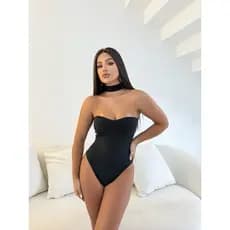 Body Bori Collant Feminino Tomara que Caia Com Bojo Blogueira Moda Festa Balada Verão