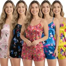 Kit 5 Pijamas Baby Doll Conjunto Feminino Verão Short Doll Feminina Mulher