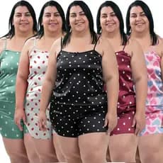 Kit Conjuntos Pijamas Plus Size Baby Doll Short Doll Sem Bojo Feminina Conjunto Original Exclusivo