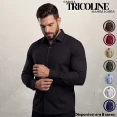 Camisa Social Masculina Manga Longa De Botão Algodão Premium Blusa Casual Básica Lisa