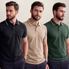 Kit 3 Camisa Polo Masculina Tecido 100% Algodão Premium Conforto Estilo
