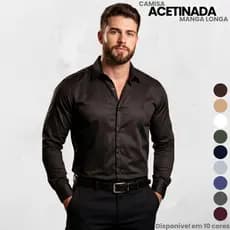 Camisa Social Masculina Acetinada Tecido Fibra de Bambu Premium Para Festa Casamento
