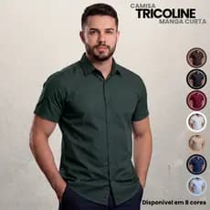 Camisa Social Masculina Básica Manga Curta Casual Confortável Algodão Tricoline | Origem