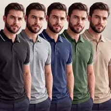 Kit 5 Camisa Gola Polo Masculina Tecido Premium 100% Algodão Conforto Estilo