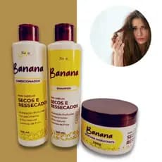 Kit Capilar banana Shampoo 300ml, Condicionador 300ml e Máscara 250g Naxos