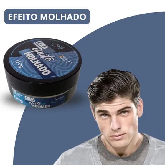 Cera Modeladora Masculina Naxos Efeito Molhado 130g – Fixação Forte e Brilho Intenso