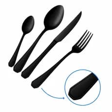 Conjunto De Talheres Black Em Inox 24 Peças Faqueiro De Luxo