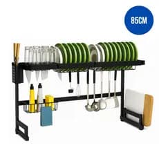 Escorredor de Louça 85cm Suspenso Organizador Cozinha Modular 24 Pratos Porta Talheres Copos