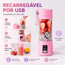 Liquidificador Portátil Recarregável USB, Copo Mixer para Sucos, Vitamines e Smoothies Sem Fio