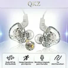 【ÁUDIO PREMIUM】Fone de Ouvido QKZ AK6 HiFi com Microfone, Design Transparente para Esportes e Uso Diário