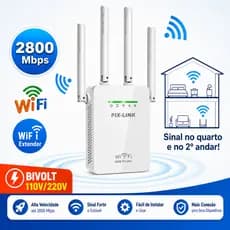 Repetidor Sinal Wifi Amplificador Pix-link 4 Antenas 2800mbps Extensor Longo Alcance Potente Roteador Sem Fio 110V/220V