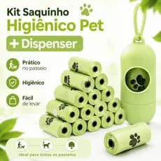 Sacola Coletora de Fezes de Pet Biodegradável + Estojo Portátil Cápsula, Para Passeios com Cachorro