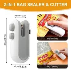 Mini Seladora de Saco Plástico Recarregável USB 2 em 1 Portátil Cortador de Embalagem Cozinha