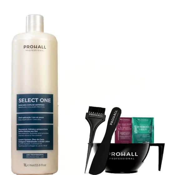 Prohall Select One 1l Liso Natural + Oleo Reparador_Brindes