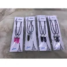 kit 2 Colar Quartzo cores soritdas Natural Cordão Onix Pedra Da Lua Cristal