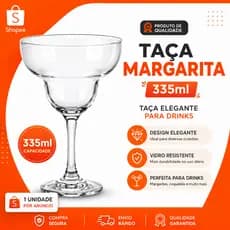 Jogo de Taças Margarita 335ml Taça Coquetel De Vidro Taça Para Drink Martine Kit 2 Ou 4 Unid