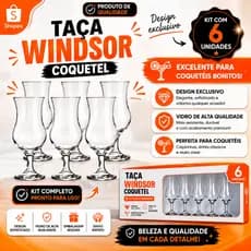 Taças De Vidro Para Drink Taça Coquetel Windsor 355ml Taça Elegante Para Drinks Kit 6 unid