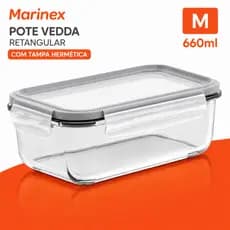Pote Marinex Com Tampa Hermética 660ml Marmita De Vidro Pote marmita de vidro 660ml Kit 1 ou 2 unid